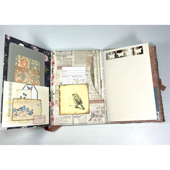 Junk Journal  Folio Waterfall Pages Altered Paper Sampler Booklet Fabric Cover - Picture 9 of 16